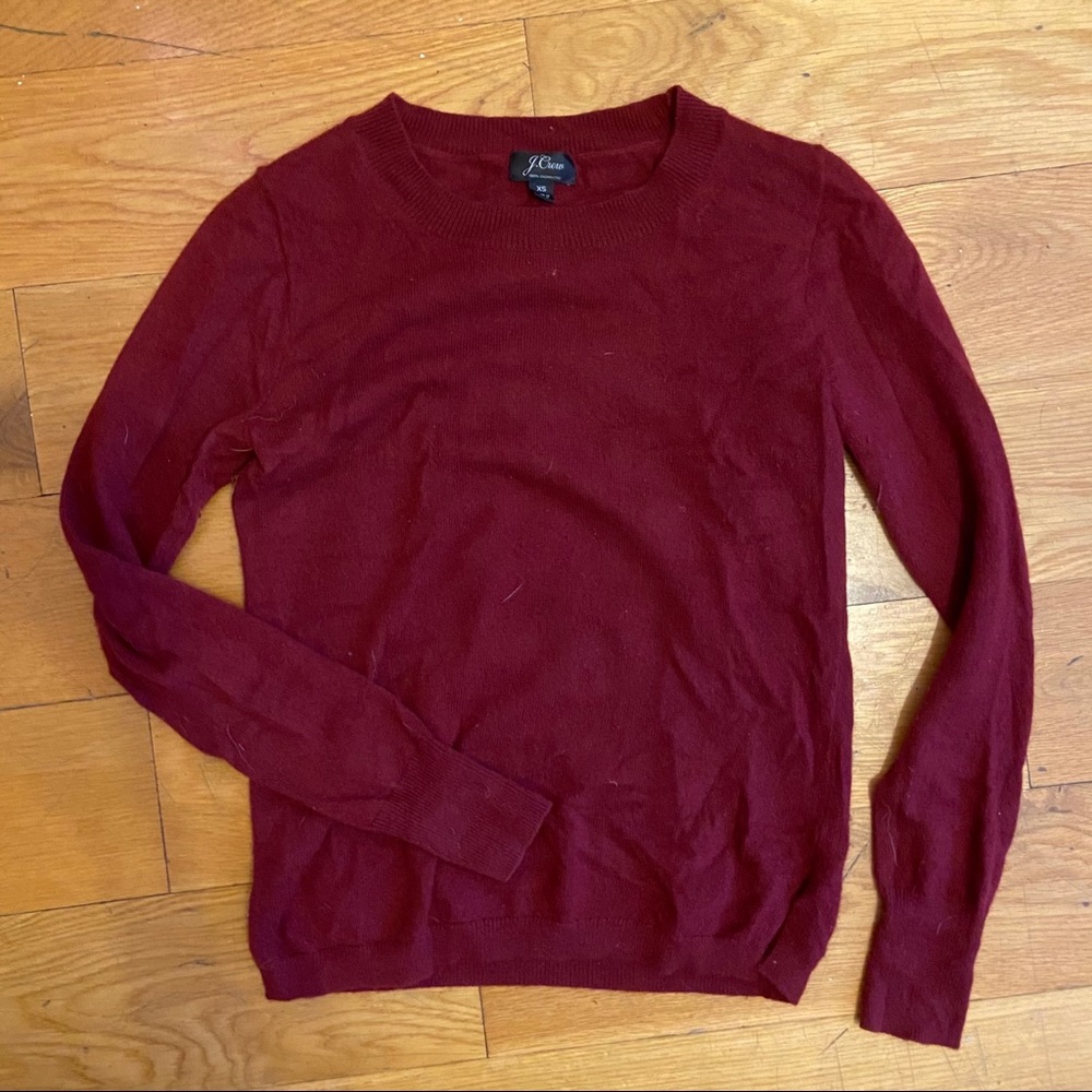 Burgundy J. Crew 100% Cashmere Sweater